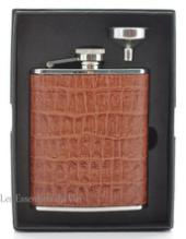 FLASQUE INOX GAINEE CUIR marron clair