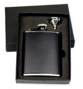 FLASQUE INOX GAINEE CUIR noir